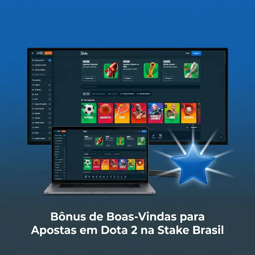 Bônus de boas-vindas Stake Brasil para apostas em Dota 2 e esports com guia de cadastro
