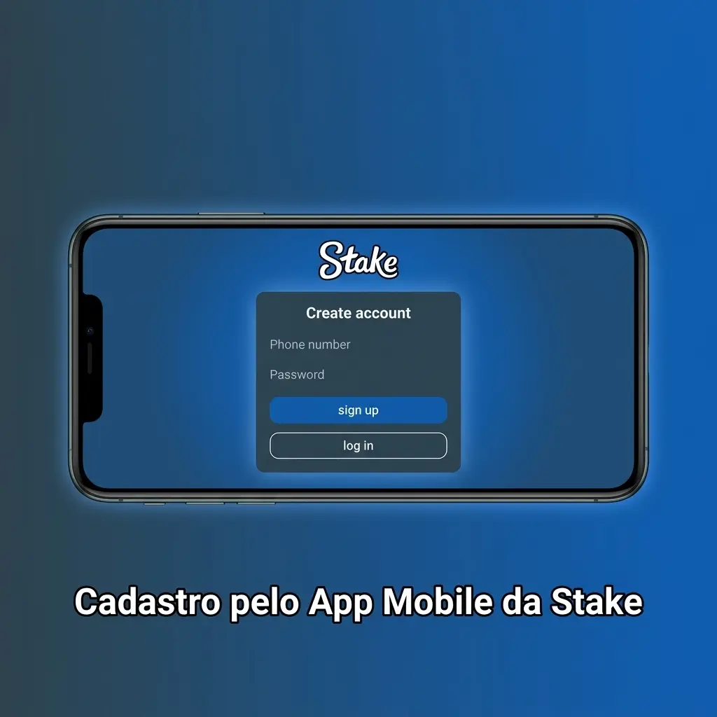 Tela de cadastro no app mobile da Stake com formulário de registro para apostas no Brasil