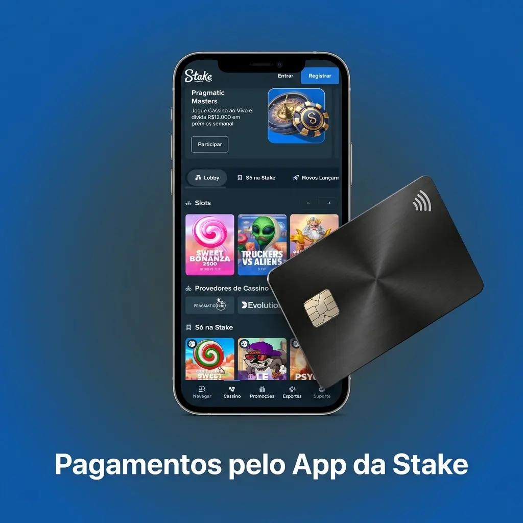 Pagamentos em criptomoedas no app da Stake com BTC, ETH, USDT e mais, protegidos por SSL e 2FA