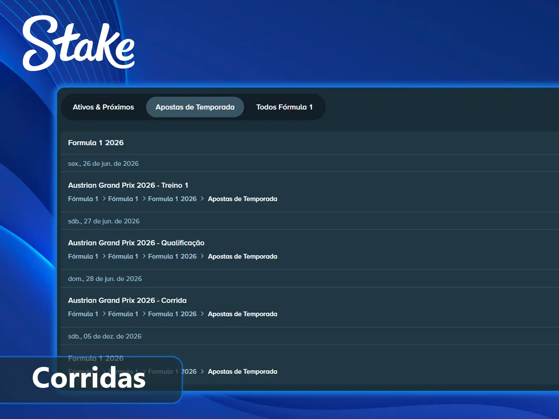 Aposte em corridas na plataforma Stake.