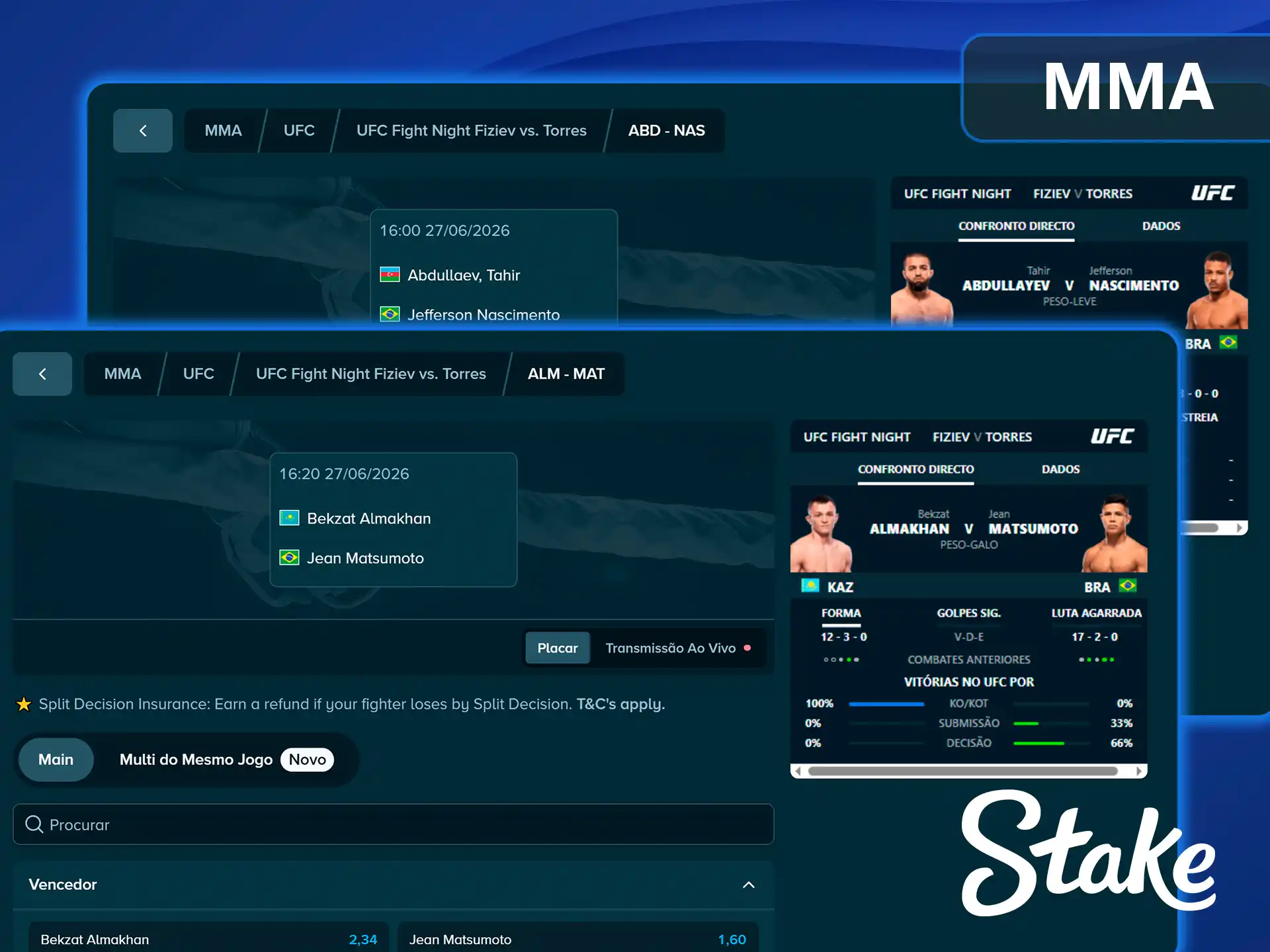 Encontre mercados de MMA na Stake.