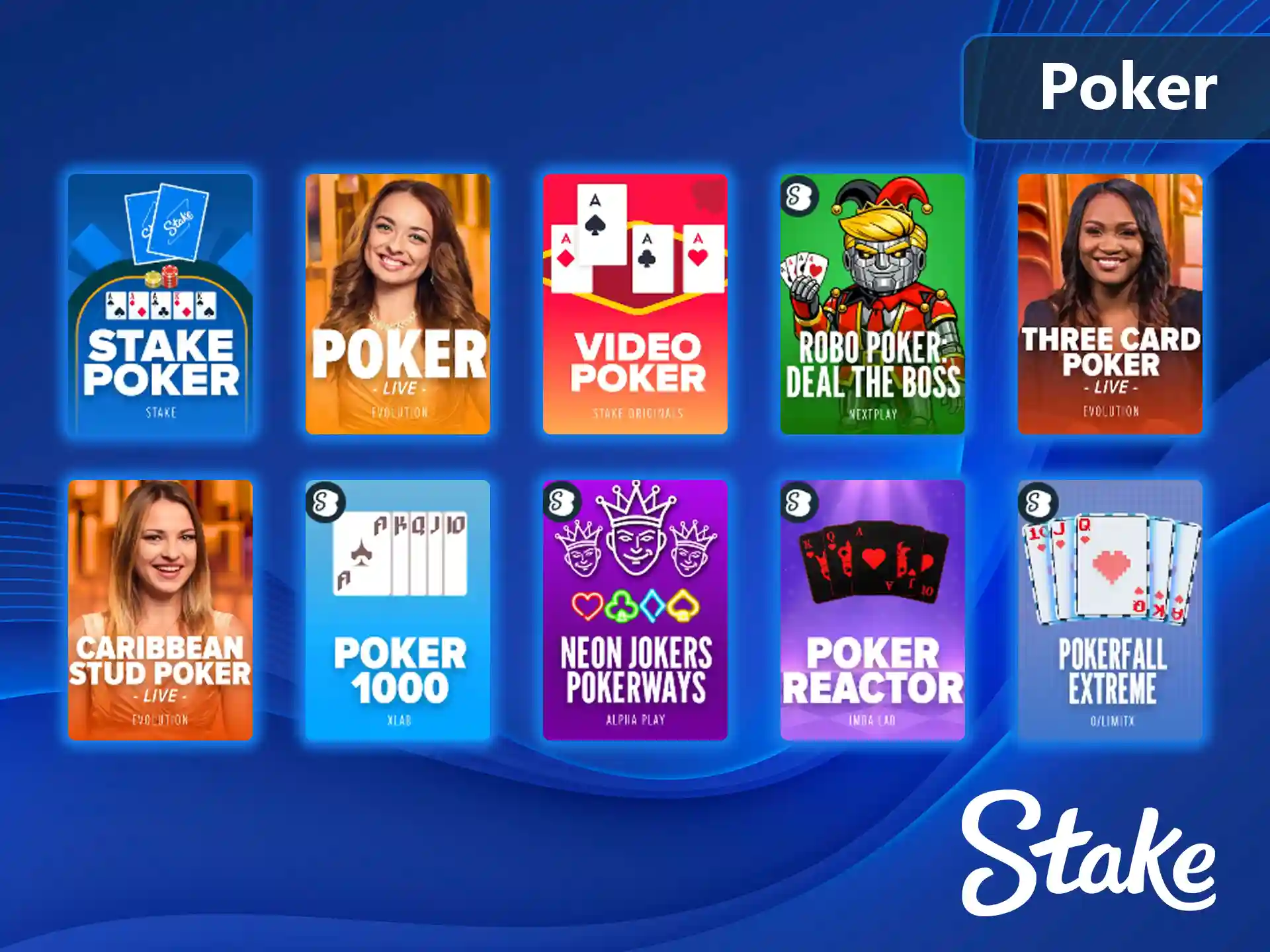 Jogue poker online na plataforma Stake.