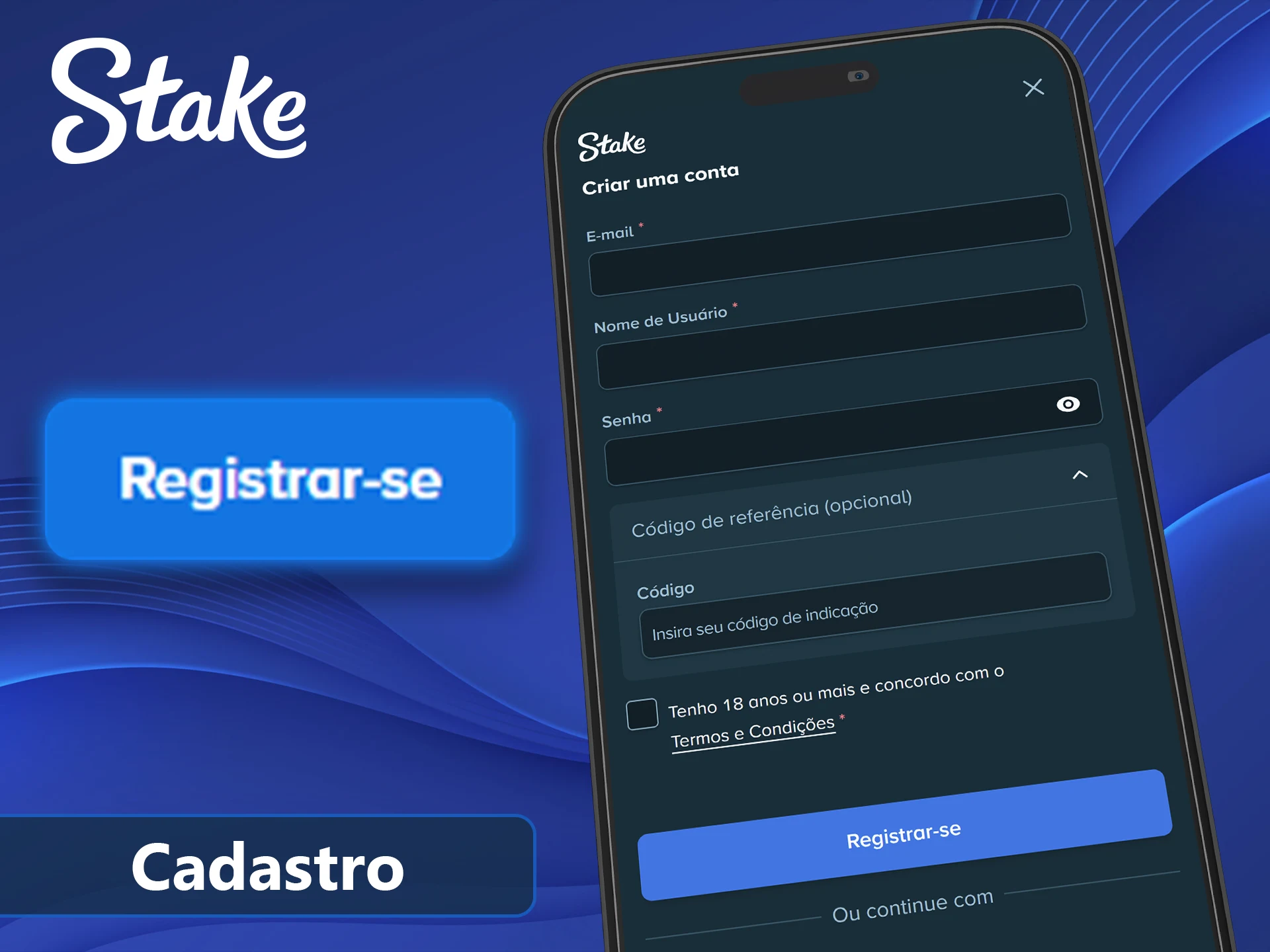 Como criar uma conta pelo app mobile Stake.
