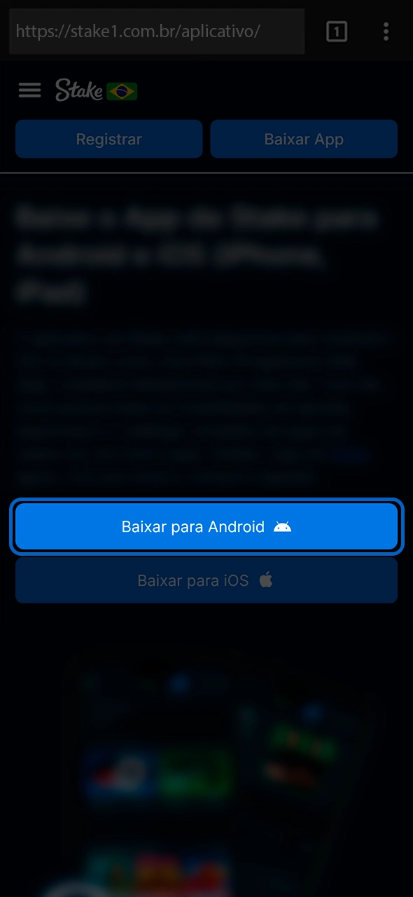 Como acessar o site oficial Stake pelo celular.