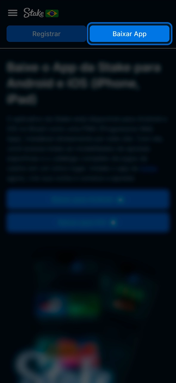 Como instalar o aplicativo da Stake no celular.