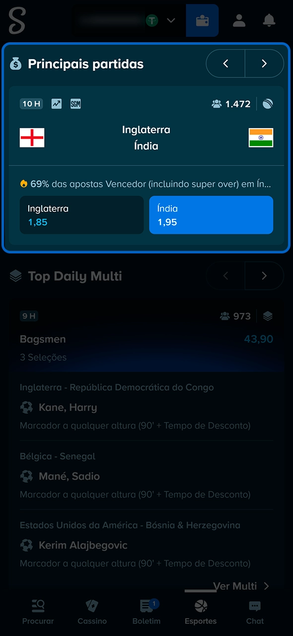 Escolha o seu jogo e aposte na Stake.