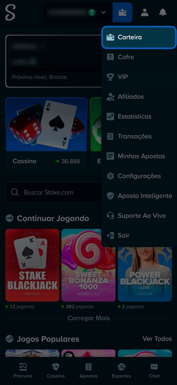 Como depositar fundos na sua conta da Stake.