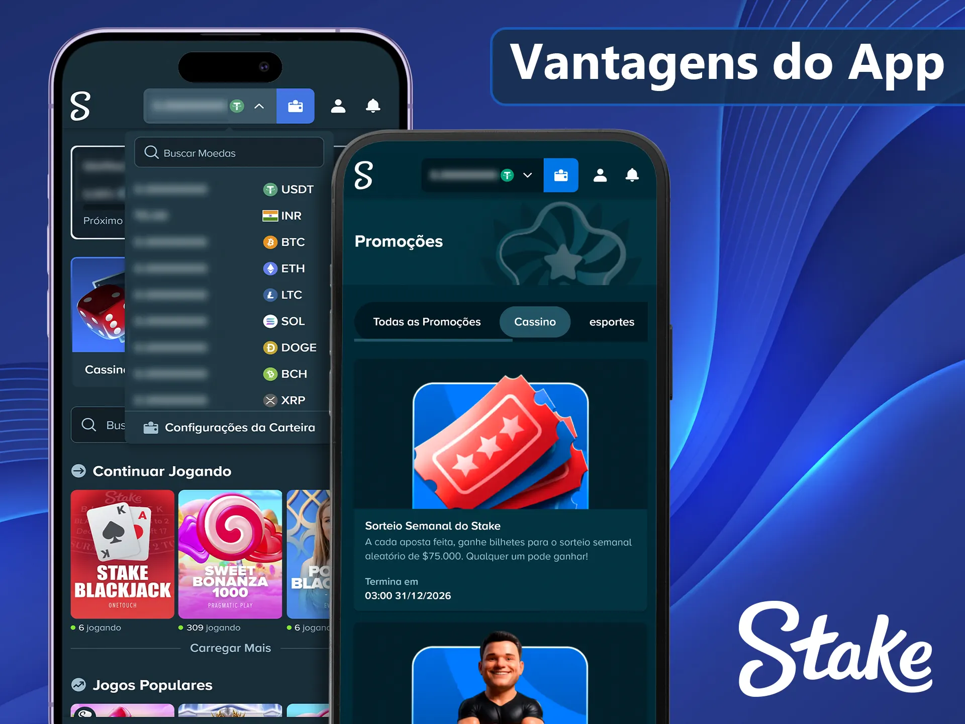 Vantagens exclusivas de apostar pelo app da Stake.