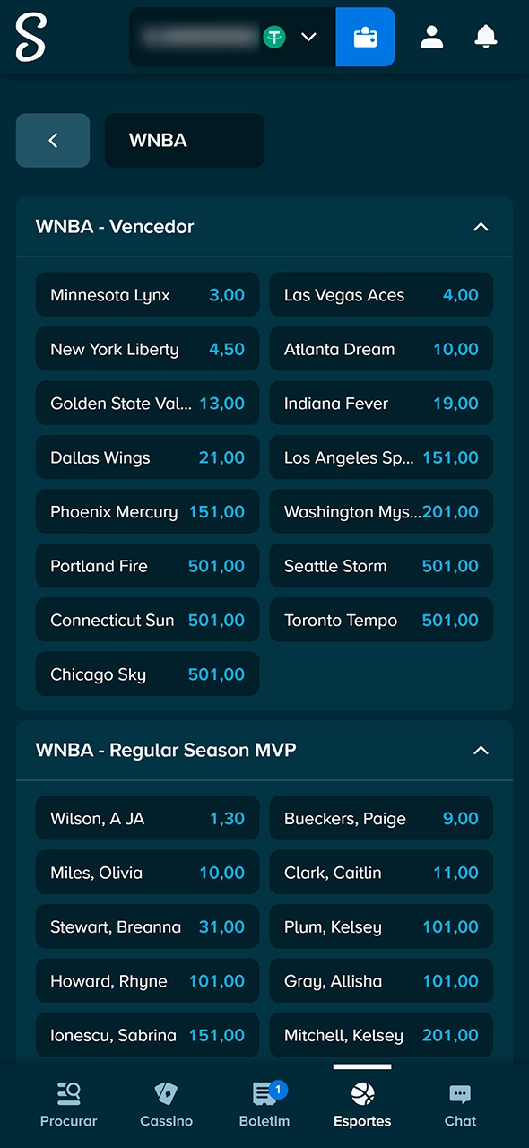 Mercados de apostas para jogos de basquete na Stake.