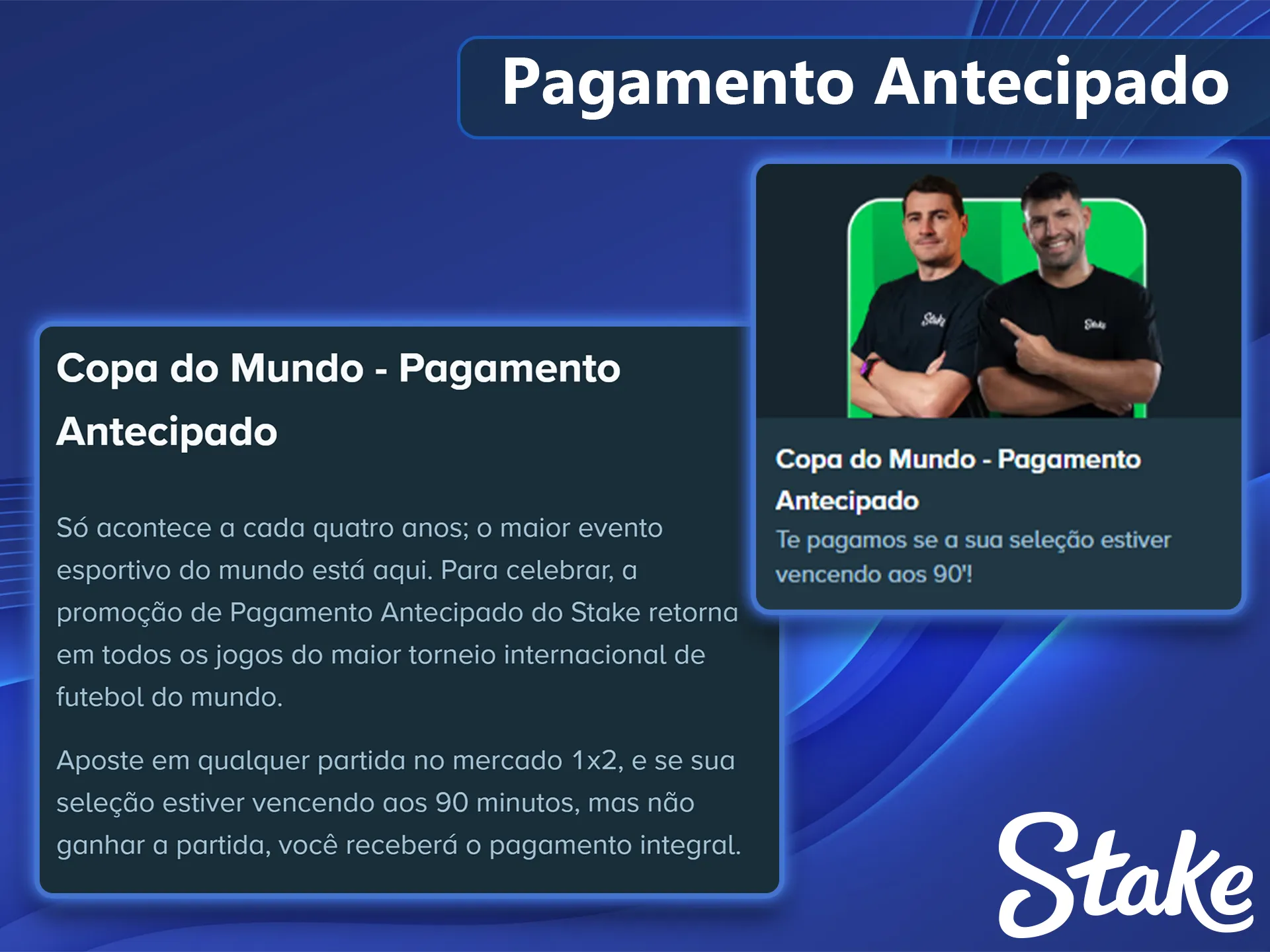 Oferta de pagamento antecipado em futebol na Stake.