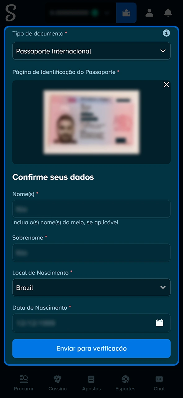 Processo de verificação de conta segura na Stake.
