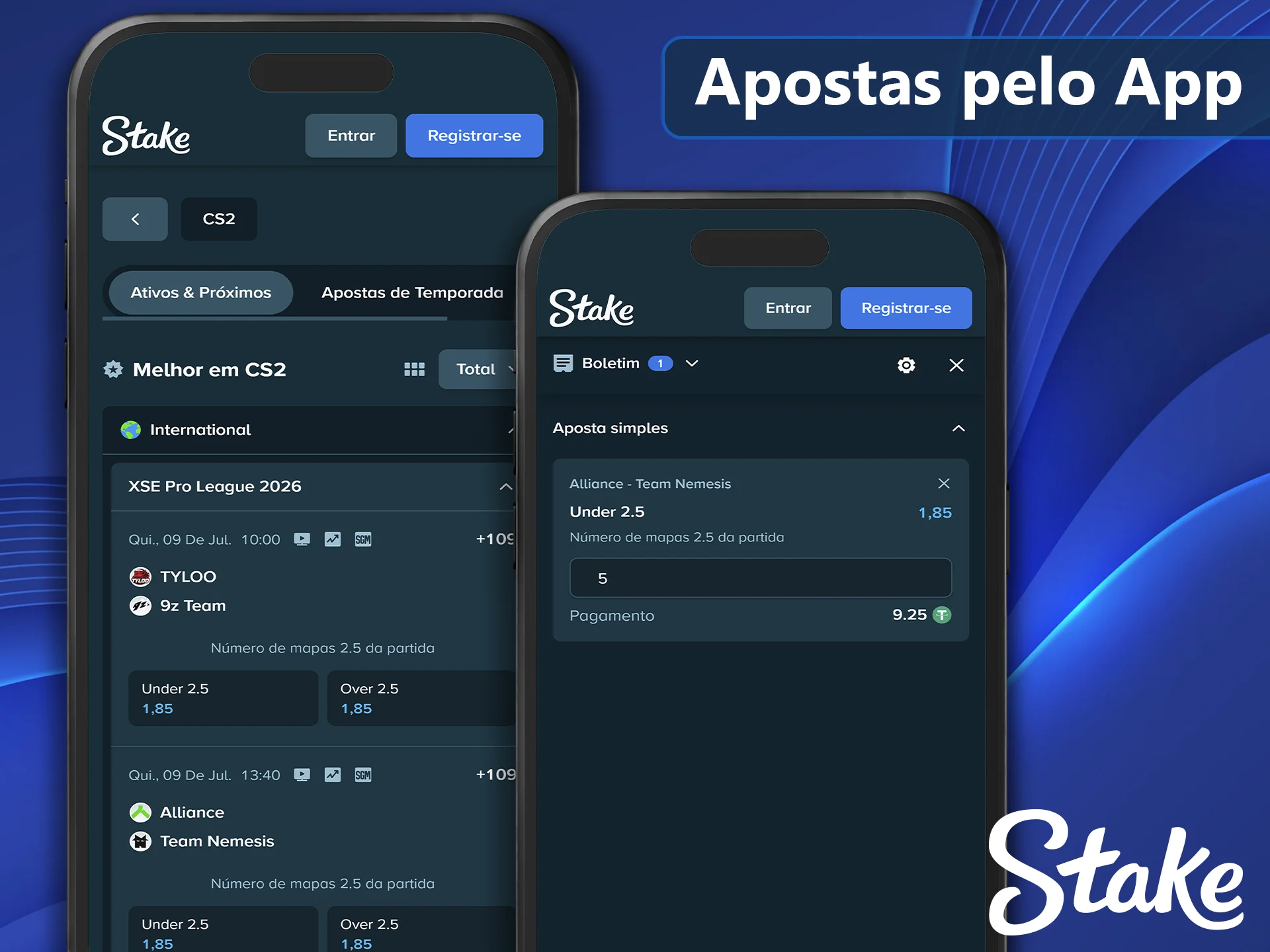 Como fazer palpites em CS2 pelo aplicativo Stake.