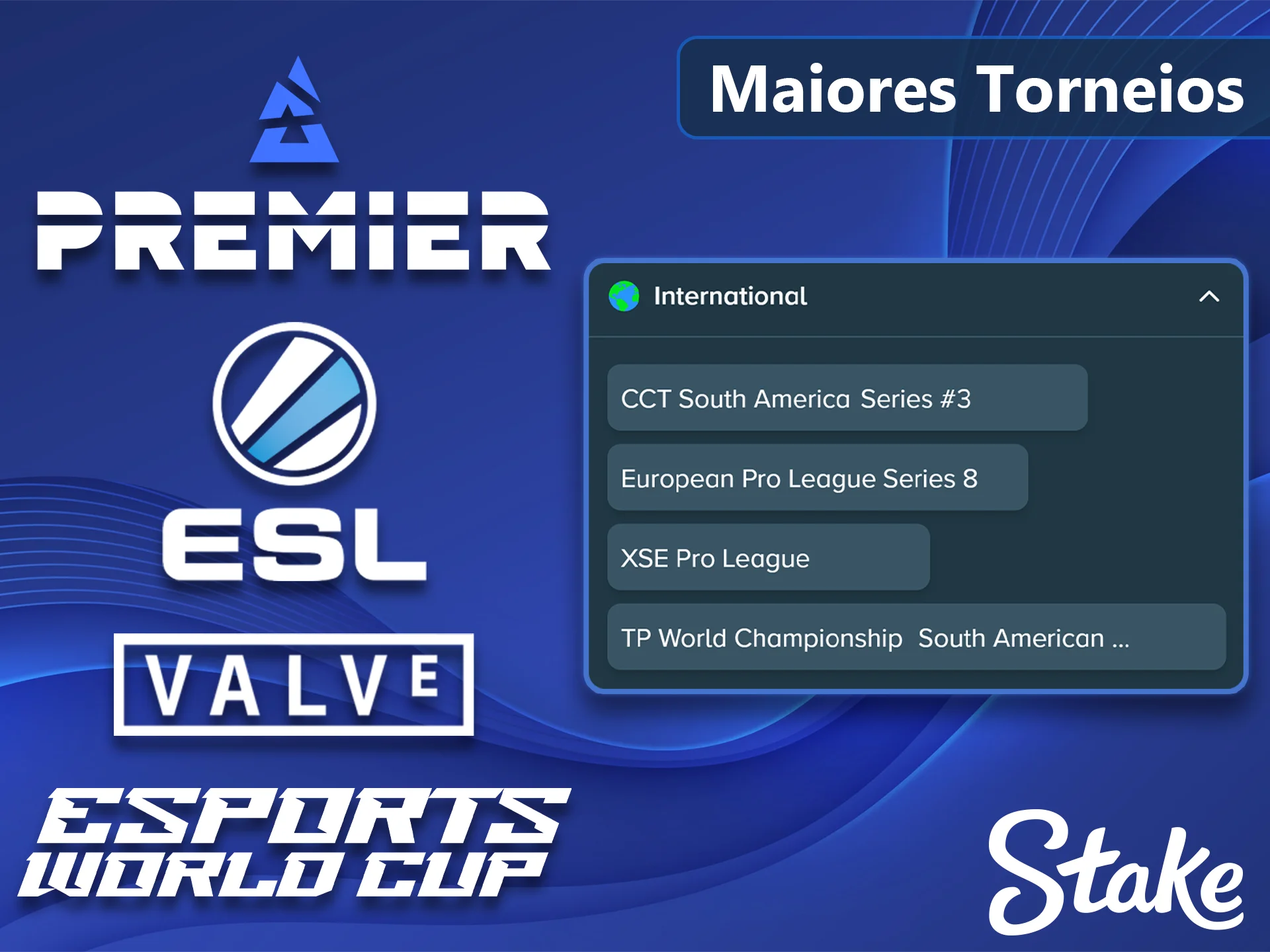 Grandes campeonatos mundiais de CS2 na Stake.