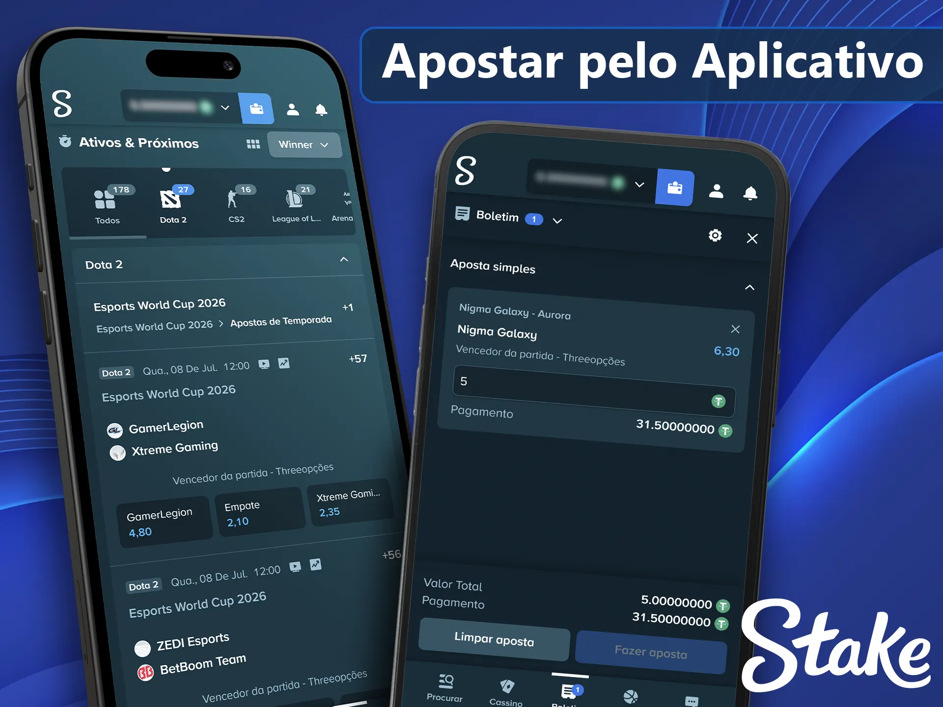 Como fazer palpites em Dota 2 pelo aplicativo Stake.