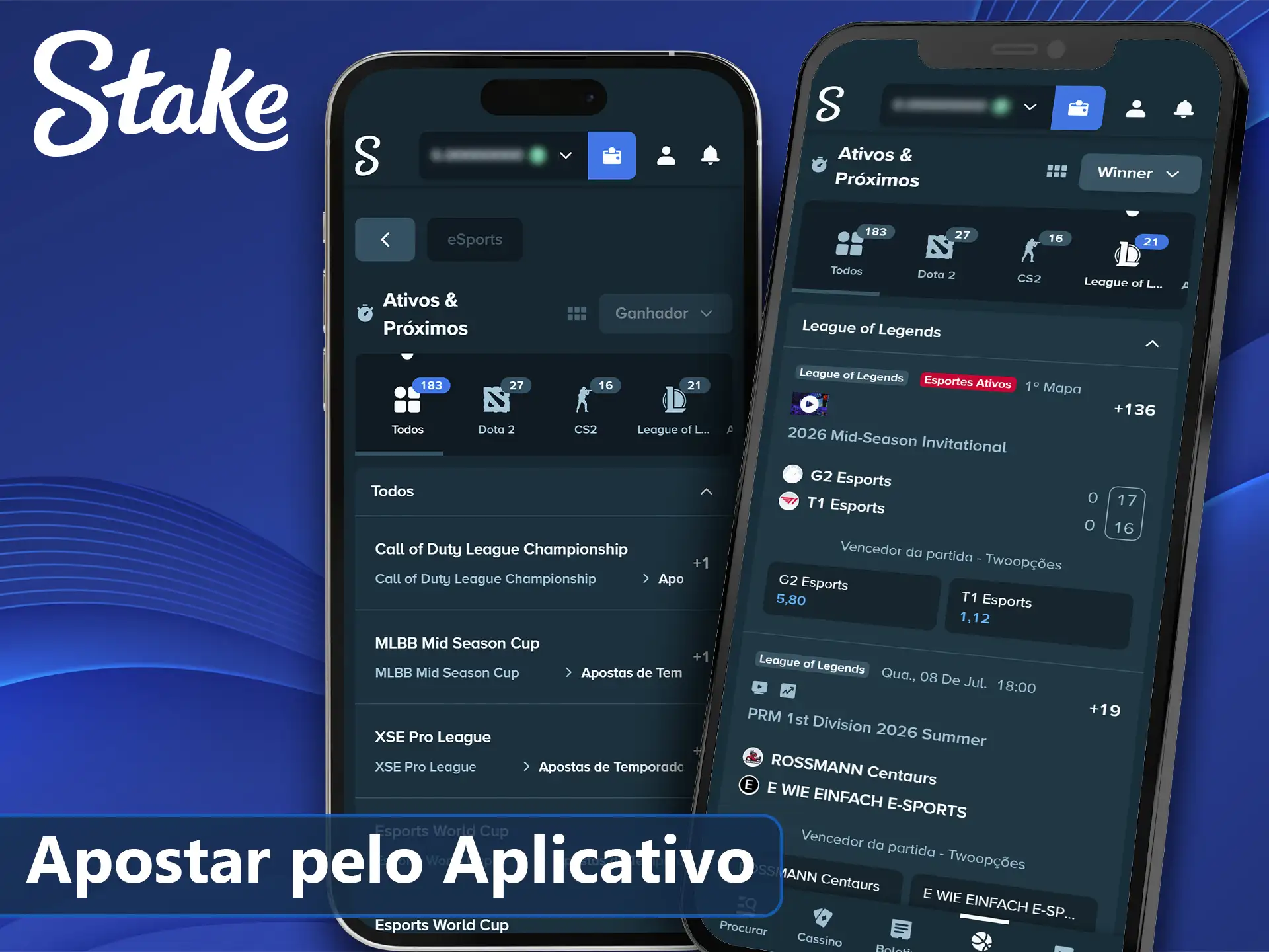 Como apostar em eSports usando o aplicativo móvel Stake.