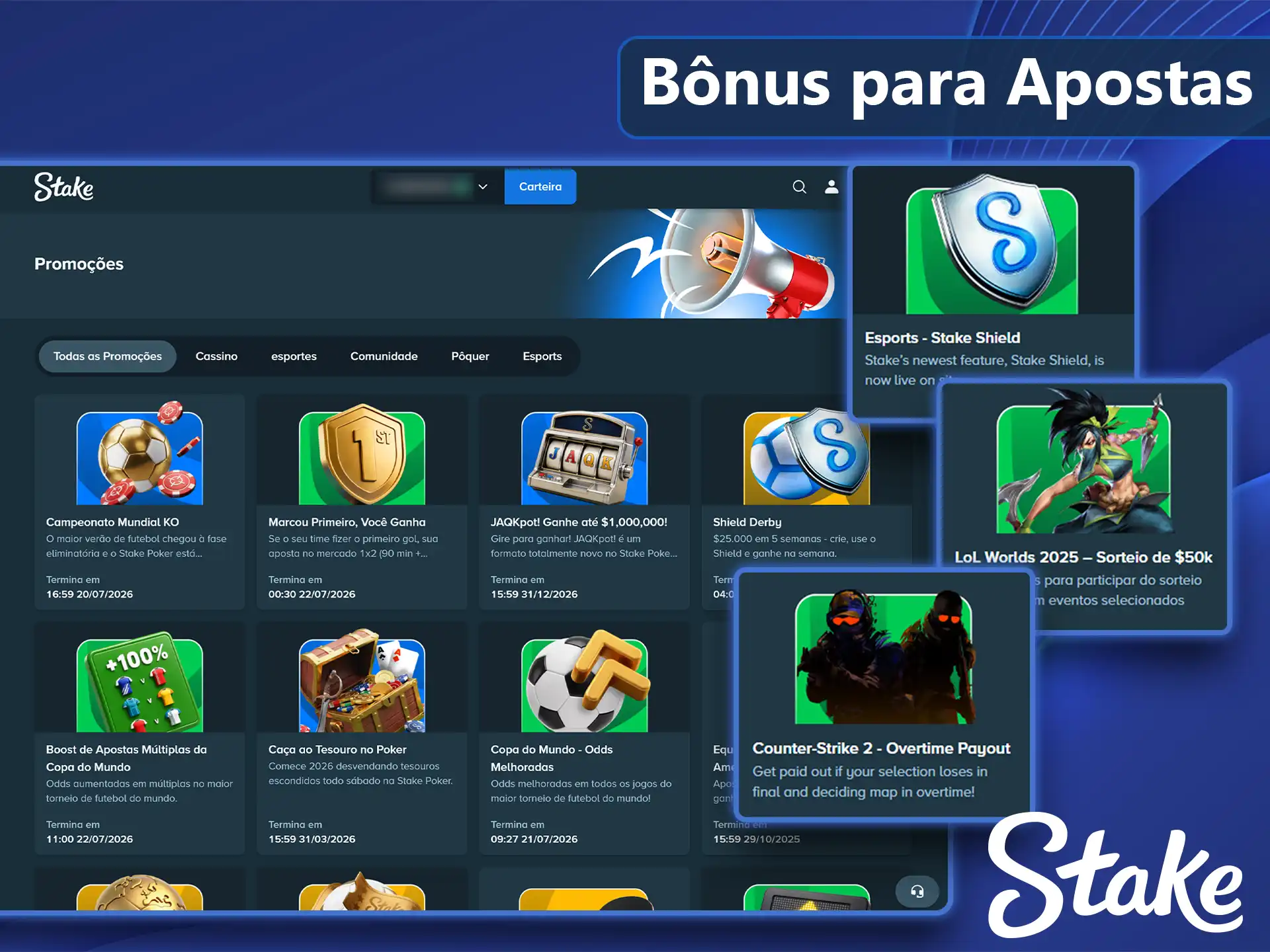 Promoções e bônus de boas-vindas de eSports na Stake.