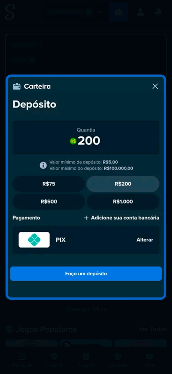 Como adicionar saldo para apostar em eSports na Stake.