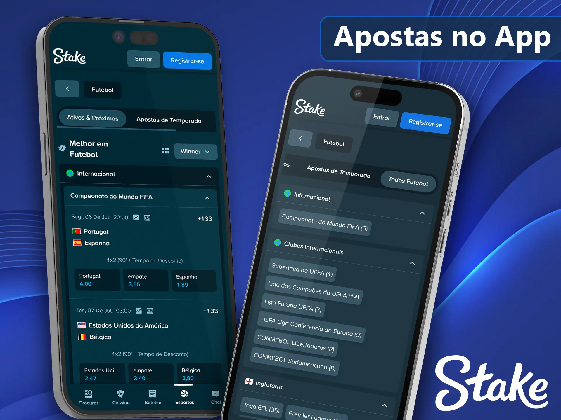 Como fazer apostas em futebol usando o app Stake.