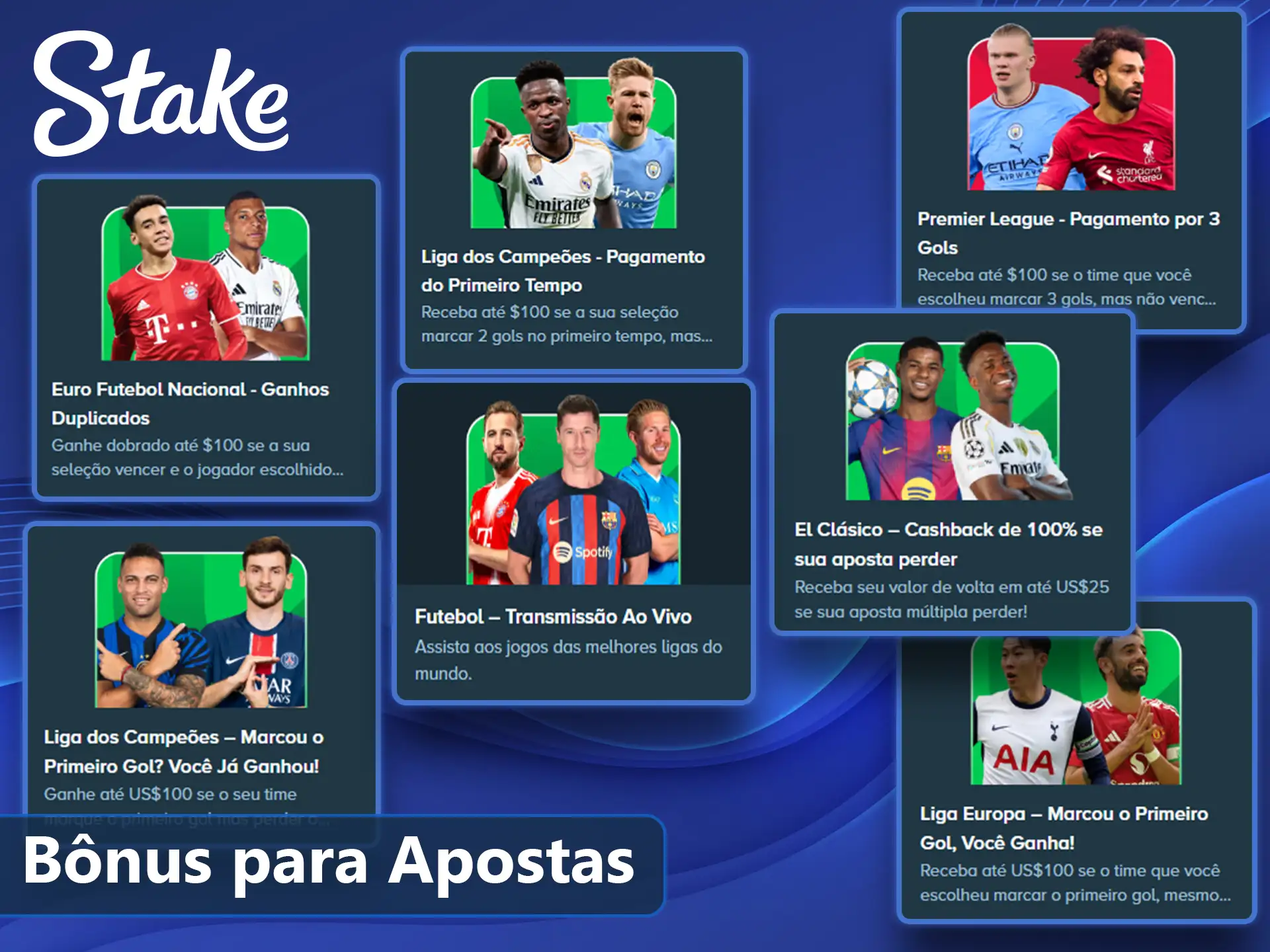 Promoção de pagamento antecipado para futebol na Stake.
