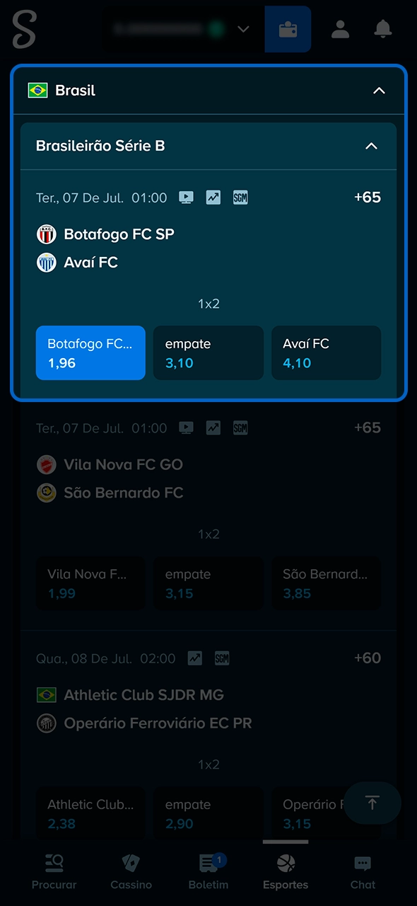 Seleção de campeonatos de futebol disponíveis na Stake.