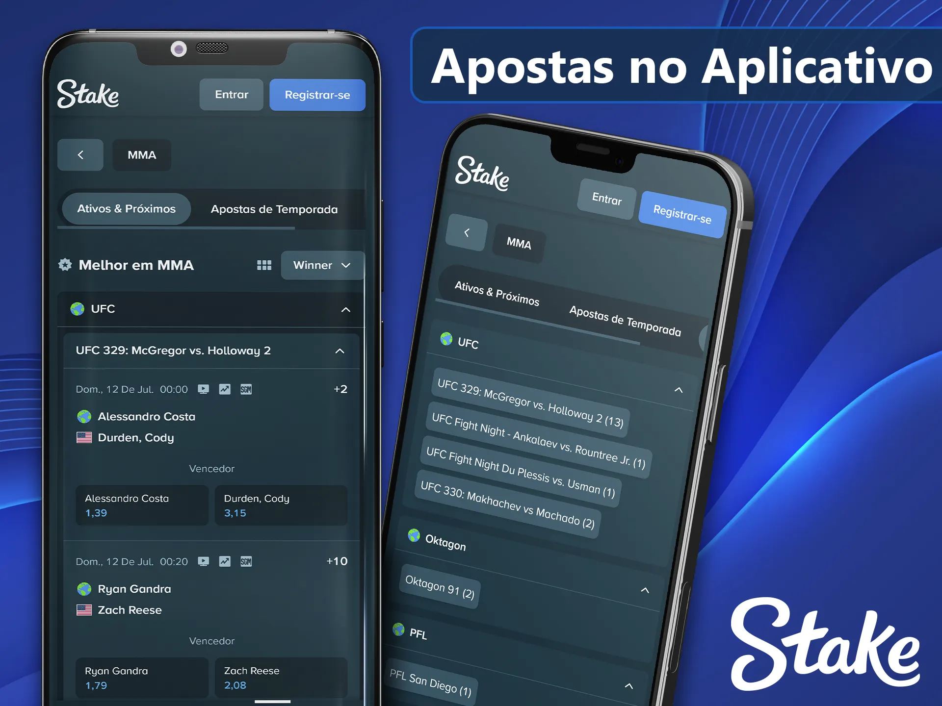 Como fazer apostas em MMA pelo aplicativo móvel Stake.