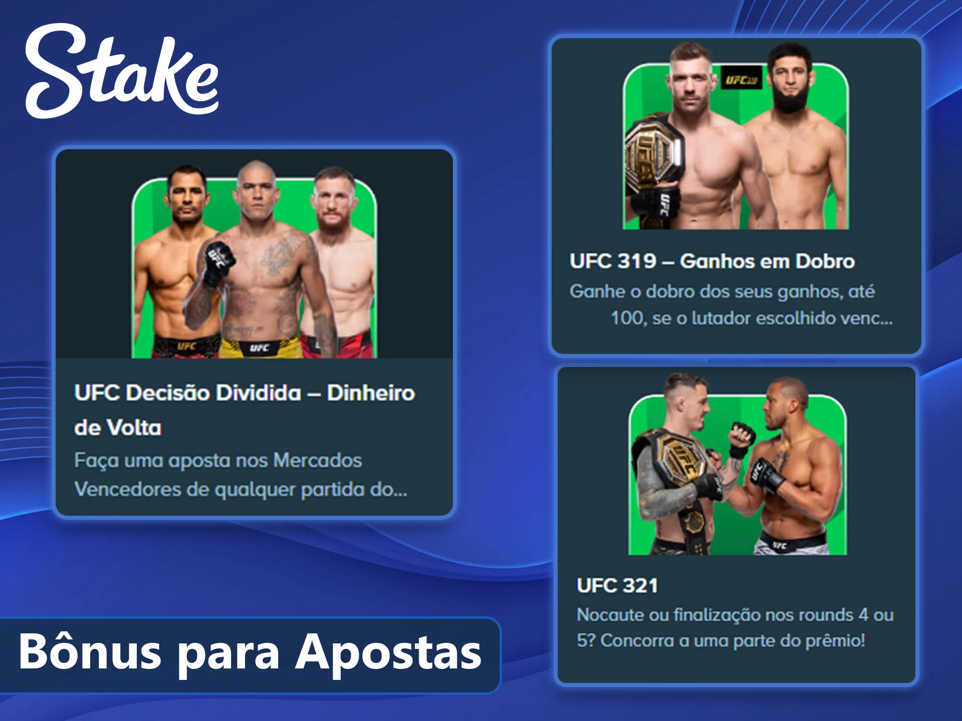 Promoções e bônus especiais para combates na Stake.