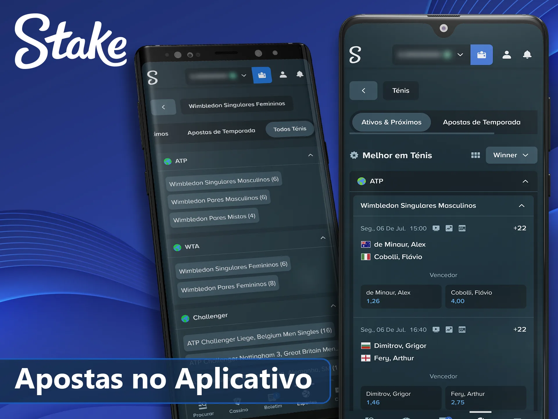 Como fazer apostas em tênis usando o app Stake.