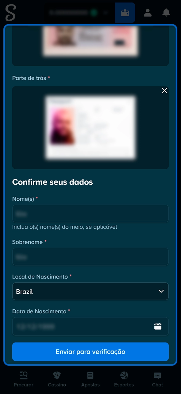 Registro de conta e verificação de perfil na Stake.